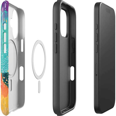 Turquoise Brush Stroke by Etta Vee iPhone 16 Magsafe Impact Case
